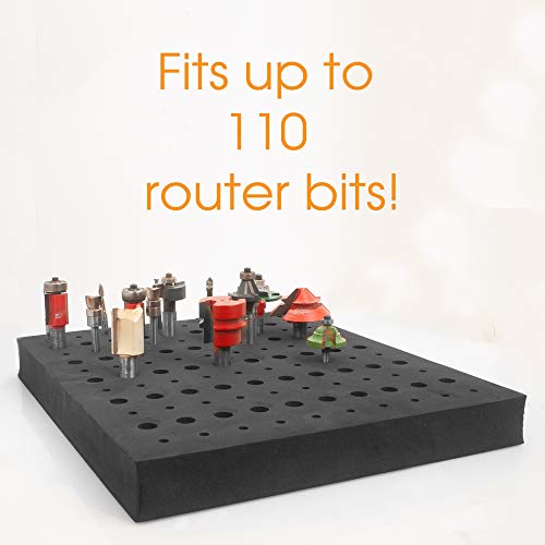 Router Bit Storage Tray - Foam Material For Safe Router Bit Storage, 1-5/16 Inch Thick And Stores 60 1/4 Inch And 50 1/2 Inch Shank Router Bits #TOP1
