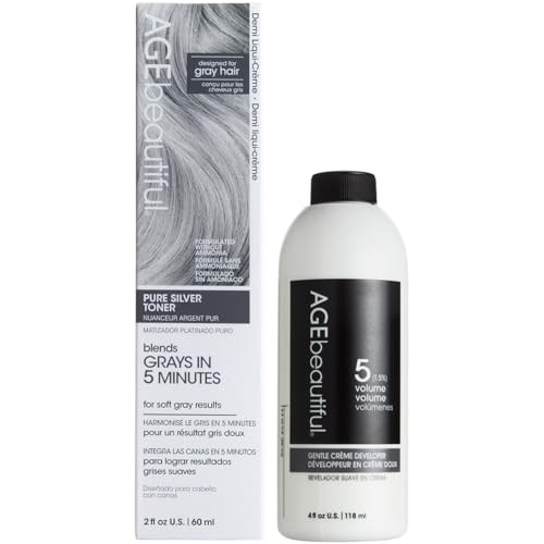 Image of AGE beautiful Hair Toner for Gray Hair, 5-Minute Demi Cream Toner, Neutralizes Yellow Tones, Blends & Enhances Soft Gray, Ammonia-Free Professional Color for Shine