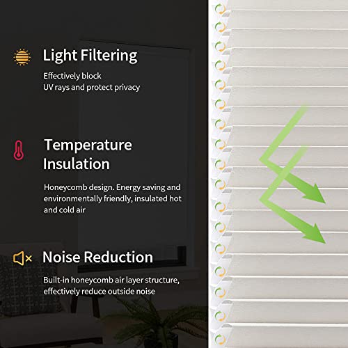 Genimo Cordless Cellular Shades, Blackout Blinds For Windows, Insulated Two-Color Window Shades, Room Darkening Honeycomb Mini Blinds For Home, Office, Easy To Install, Grey & White, 20" W X 72" H #TOP2