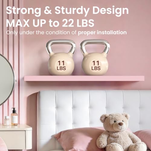 Image of BAYKA Pink Floating Shelves 22.5in, Set of 3, Wall Mounted for Wall Decor