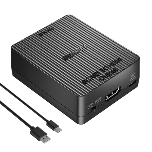 BENFEI Convertisseur péritel vers HDMI 720p/1080p, Adaptateur SCART vers HDMI avec Câble USB, Compatible PAL/NTSC pour WII/WII U PS3/PS2 Xbox N64 Snes VHS VCR STB Lecteurs Blu-Ray DVD
