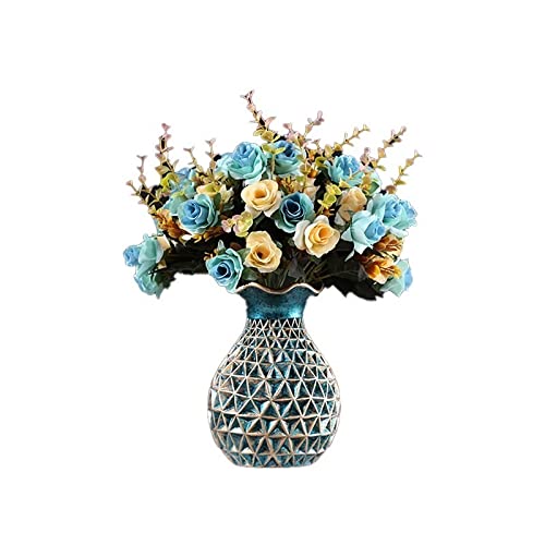 XDLEDMKIZ artificial flower Artificial Flowers Silk Flowers Creative Flowers Arrangement With Resin Vase Faux Flowers Dried Flower Exquisite Decor Home decor wedding part