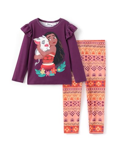 Image of Disney Princess Toddler Girl Outfit Long Sleeve Shirt and Leggings 2PCS Girls Clothing Sets Fall Pullover Dailywear