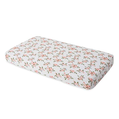 Little Unicorn Watercolor Roses Fitted Crib Sheet | 100% Cotton Muslin | Super Soft | Sized For Standard Baby Crib & Toddler Mattress | Machine Washable | 52” X 28” X 9” #TOP2