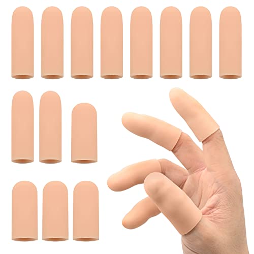 12 piezas Protector de Dedos Gel Funda Finger Protector Casquillos Dedos Mano de Silicona Manga de Dedos,Protectores de Dedos de Gel para Agrietamiento de Dedo Gatillo de Dedo (Color Piel) Cover