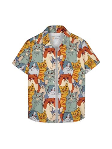 Image of HELLCAT Yellow Trendy Regular Fit Printed Causal Shirt for Boys