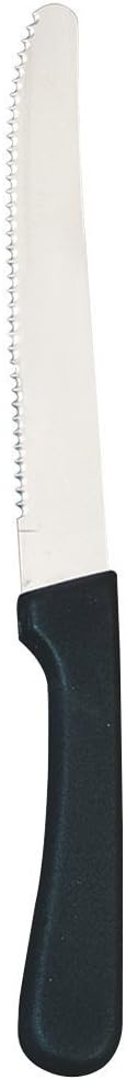 Winco Round Tip Steak Knives, 5-Inch Stainless Steel Blade, Plastic Handle - 12 Pack for Restaurants & Kitchens