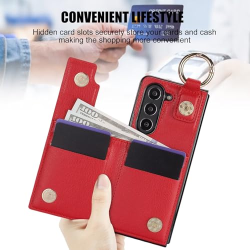 Étui Galaxy Z Fold 5 anti-chute pour protéger l'écran pliable avec coque rouge