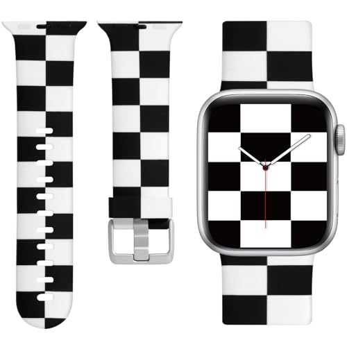 Laffav Apple Watch�p�o���h 42mm 41mm 40mm 38mm �j�����p �\�t�g�V���R�� �F�����Ȃ��p�^�[���v�����g���X�g�o���h iWatch Series 11/10/9/8/7/6/5/4/3/2/1 SE/SE2/SE3 Ult