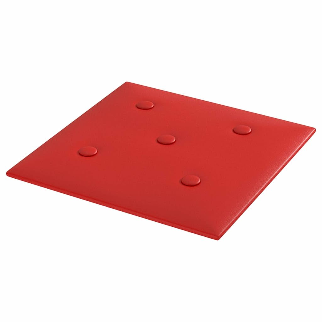 vidaXL 12x Paneles de Pared Dormitorio Sala de Estar Comedor Decoración Interior Salón Revestimiento Autoadhesivos Cuero Sintético Rojo Tinto