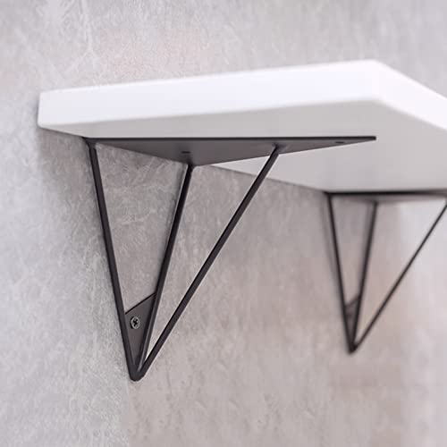 Support étagère triangulaire noir 16cm en fer avec vis pour suspension murale