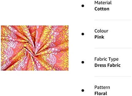 Pyrhan Libby Art & Craft Rainbow Jungle Floral Polycotton Prints 45 Inch Wide Dress Fabric Material by The Metre -Floral Polycotton Print Used in Sewing Kit and Accessories (Pink)