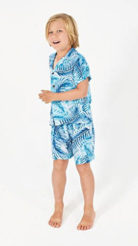 Image of Hawaii Hangover Family Matching Hawaiian Clothes, Simply Blue Leaves | Family matching Hawaiian outfits, Simply Blue Leaves, lightweight rayon, machine washable, tropical leaf print, luaus