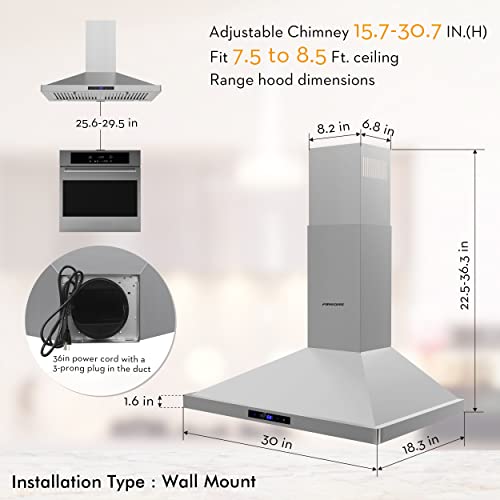 FIREGAS Range Hood 30 inch, Stainless Steel Wall Mount Range Hood by FIREGAS - Used condition - Image 9