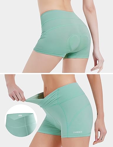 INBIKE Culotes De Ciclismo para Mujer Ropa Interior Pantalones Cortos Bicicleta con Badana Gel(Verde,L) - imagen 5