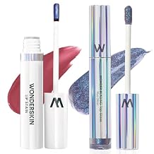 Wonderskin Wonder Blading Lip Stain Peel Off Masque - Long Lasting, Waterproof Charming with Top Gloss - Blue Glitter Lip Gloss, Hydrating and High Shine Finish