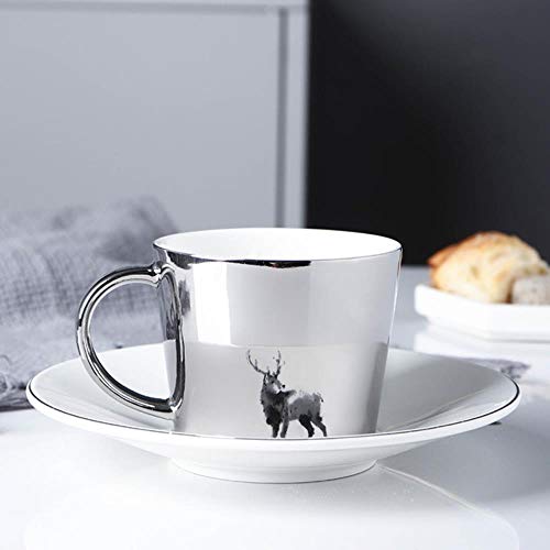 Mug Tazas Cafe Reutilizable,Taza De Caballo De Reflexión Creativa Taza Anamórfica De Alce De Dibujos Animados Nórdicos Taza The Mirror Collection Panda Taza Père David'S Deer, Grande 220 Ml