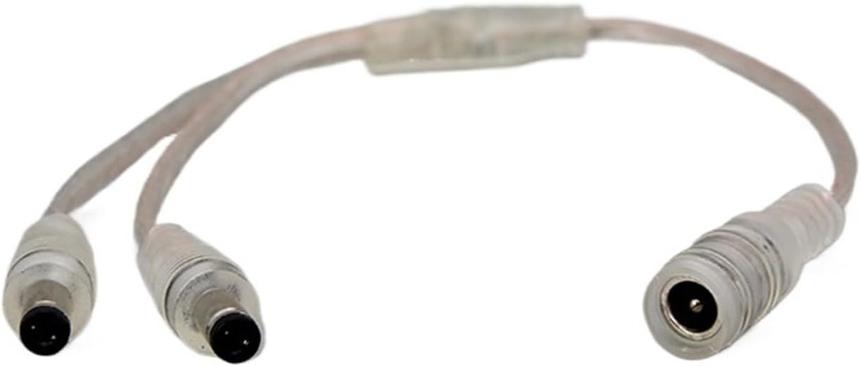 1pc Transparent 12V DC Power Supply 1 Female to 2 Way Male Splitter Extension Cable Cord Connector