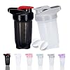 Shaker Bottle Protein Shakes Cup and 10-Ounce/300ML ShakerBottle with Whisk Balls, Protein ShakerBottles Set,Non-BPA plastic (Black+Grey(2PCS))