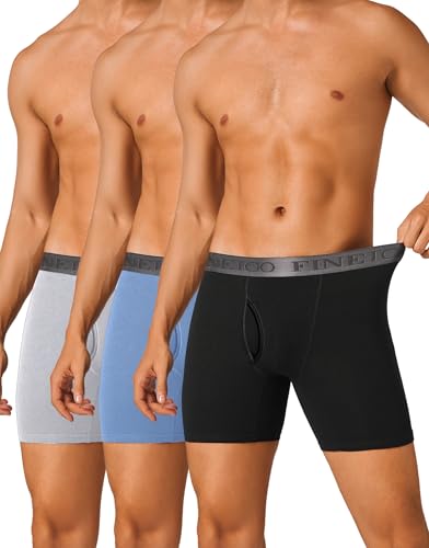 FINETOO Mens Underwear Boxer Briefs Soft Breathable Cotton Wide Waistband Men Underwear 3 Pack2