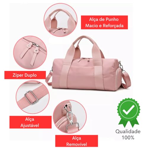 Bolsa Mochila Fitness Viagem Treino Academia Versátil Com Compartimento para Tênis (Rosa)