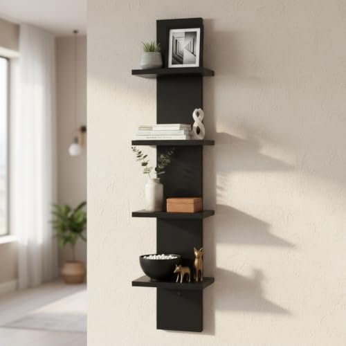 Image of FURNEASER Wall Shelves for Living Room, Hanging Decoration & Corner Display Shelf, Modern & Stylish Bookcase Bookshelf for Home Office Wall Decoration (CLS2)