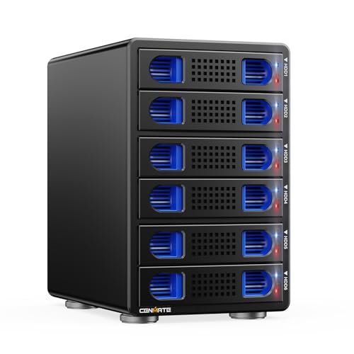 Boîtier de disque dur à 6 baies avec ventilateur pour disque dur SATA HDD/SSD 2,5/3,5