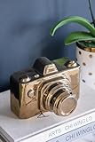 ORYNTIDE Gold Ceramic Vintage Camera Sculpture - Modern Home Decor for Living Room, Office, or Shelf Display, Elegant Gift for Photography Lovers - 6' x 5' x 4'