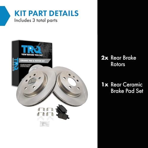 Image of TRQ Rear Brake Pad and Rotor Set Ceramic Compatible with 2016-2019 Cadillac CT6 Chevrolet Camaro