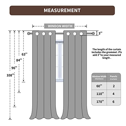 D E Curtain Real 100% Blackout Window Curtains For Bedroom, Jacquard Thermal Insulate Full Room Darkening With Back Coating Grommet Drapes For Quality Sleep, 2 Panels, Each 52 X 108 Inch, Grey #TOP5
