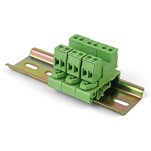2 Pin PCB Vis Connecteur à, avec 10CM Rail Din, LNSYSNS Bornier Electronique Tension 300V, Courant 15A - Connecteurs de Bornier à Vis PCB au Pas de 5,08 mm Cover