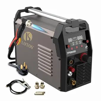 LOTOS LTP5800D 58A Plasma Cutter, 5/8" Clean Cut (3/4" Severance), Non-Touch Pilot Arc, Up to 15% Faster Cutting, Dual Voltage 110/220V, LED Panel & Front Regulator, Portable Plasma Cutting Machine