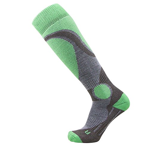 Pure Athlete Elite Ski Socks – Lightweight Merino Wool Warm Skiing Sock for Men and Women (M, Mint Green)