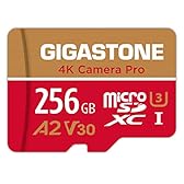 [5 Ans Récupération de données Gratuite] GIGASTONE Carte Mémoire 256 Go, 4K Camera Pro, Vitesse jusqu'à 100 Mo/s, pour GoPro, DJI, Drone, 4K Video A2 V30 U3 MicroSDXC avec Adaptateur