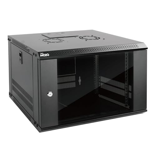 Tecmojo 6U 450mm Depth Wall Mount Server Cabinet IT Network Rack Enclosure Lockable Door and Side Panels Black Standard Glass Door for 19 IT Equipment A/V Devices Flat Package