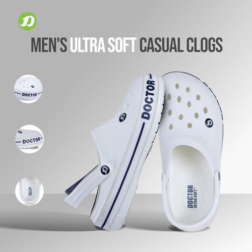 Image of DOCTOR EXTRA SOFT Men's Ultra Soft Casual Clogs /Sandals with Adjustable Back Strap for Adult | Comfortable | Light Weight | Stylish & Anti-Skid | Waterproof & Everyday Use Mules for Gents & Boys D-502