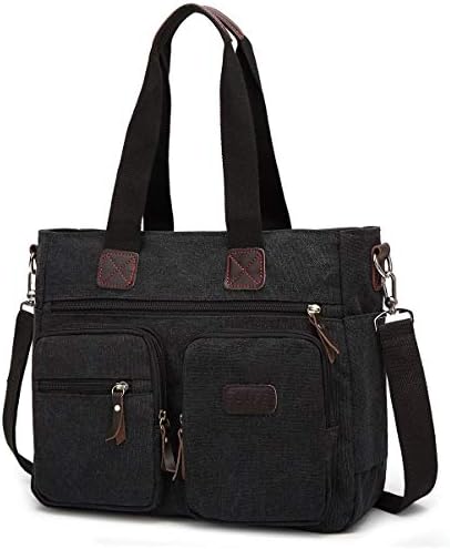 ToLFE Women Top Handle Satchel Handbags Shoulder Bag Messenger Tote Bag Purse Crossbody Bag (Double handles with 9.8" drop, New-Black1)