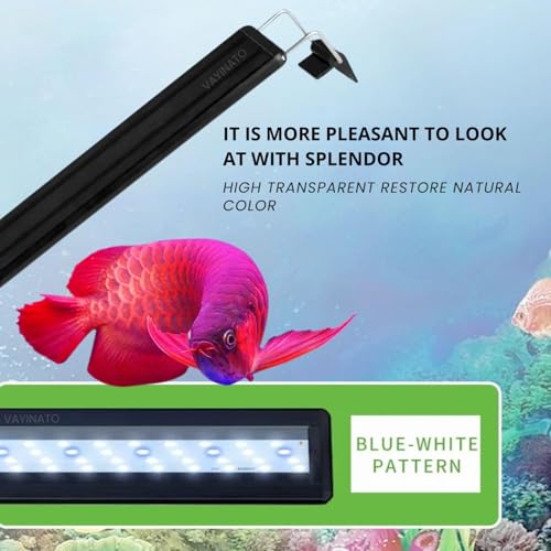 Image of VAYINATO Plastic (LY-30S Fit for 30-40Cm Tank) Aquarium LED Light (Blue+White) Corded Electric Single Color Mode LED Light Ultra Slim Black Light water Proof with Extendable Bracket