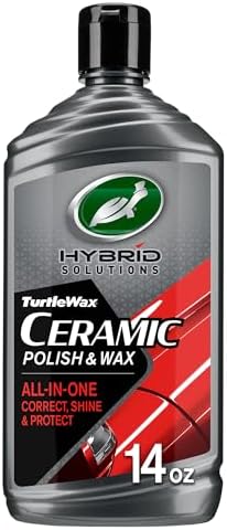 Turtle Wax Hybrid Solutions Ceramic Car Polish and Wax, Light Scratch Remover, Durable Paint Protection, Extreme Water Beading, High Gloss Shine, Hand or Machine Polisher Use, 414ml (Pack of 1)