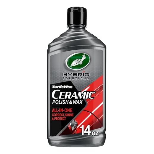 Turtle Wax Hybrid Solutions Ceramic Car Polish and Wax, Light Scratch Remover, Durable Paint Protection, Extreme Water Beading, High Gloss Shine, Hand or Machine Polisher Use, 14 oz (Pack of 1)