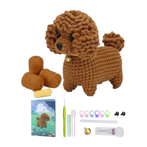 LVIITIS The Beginners Crochet Kit with Yarn, Crochet Starter Kit for Adult with Step-by-Step Video Tutorials-The Teddy Dog Cover