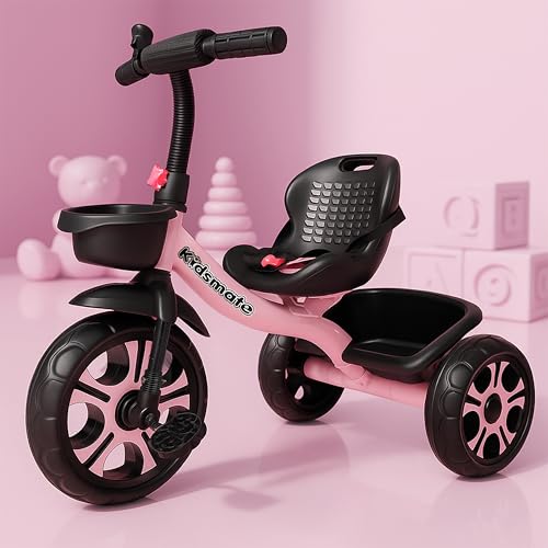 Kidsmate Ninja Plug N Play Durable Kids/Baby Tricycle, Safe & Secure, Storage Basket, Cushion Seat and Seat Belt for 12 Months to 48 Months Boys/Girls