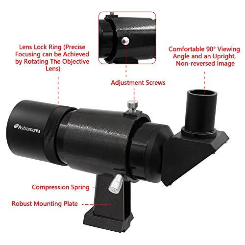 Astromania 9X50 Angled Finder Scope With Upright And Non-Reversed Image, Black #TOP4