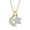 Ross-Simons 0.10 ct. t.w. Pave Diamond Star and Moon Charm Necklace in 14kt Yellow Gold. 18 inches