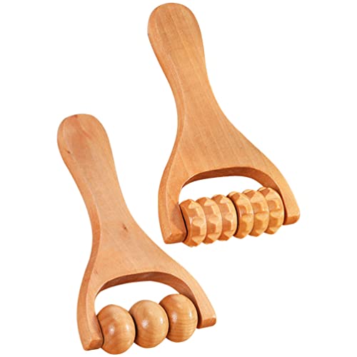 Healvian 2 Stück Massageroller Holz Triggerpunktroller Körper Gesichtsroller Gesicht Hals Anti-Cellulite Für Gua Sha Scraping Massage-Tool Cover