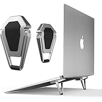 Florican Portable Invisible Laptop Riser Stand | Mini Aluminum Cooling Pad, Lightweight Laptop Desk Stand for MacBook, Lenovo, Dell, HP & Other Laptops… (Silver) (Silver)