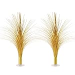 Beistle Metallic Spray Centerpieces - 2-Pack Elegant Gold Table Decorations with Clear Base, Shimmering Foil Sprays for New Year’s Eve, Hollywood Awards Night, Graduation and Celebration Events, 19”