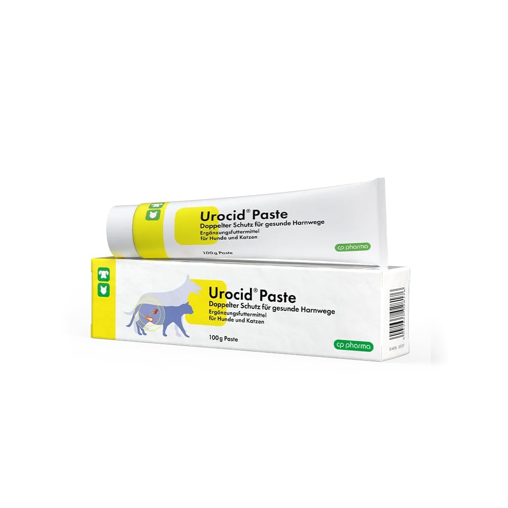 cp-pharma Urocid Pasta | dwupak | 2 x 100 g | dieta uzupełniająca karma dla psów i kotów | w przypadku dolegliwości pęcherza, kamienie struwitu z metioniną i żurawiną