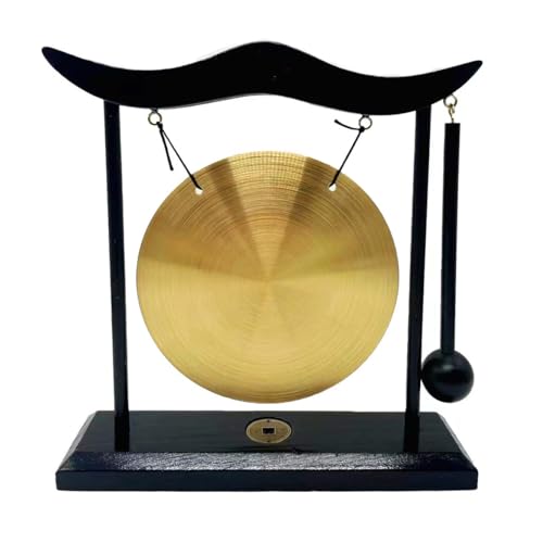 Chinese desktop gong Fengshui Mini table top gong Attached mallet Chan sect Musical Instruments...
