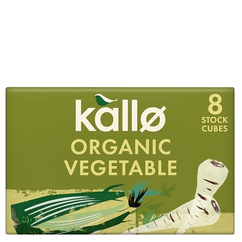 Kallo Organic Vegetable Stock Cubes Gluten Free Vegan & Coeliac Friendly No Artificial Colours Flavours or Preservatives Premium Veg Stock for Broth Soup Sauces & Gravies 96 Pack 12 x 88g